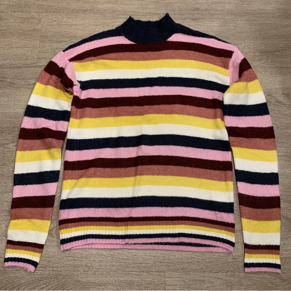 Vintage Laura Scott Y2K Striped Turtleneck Sweater Size S